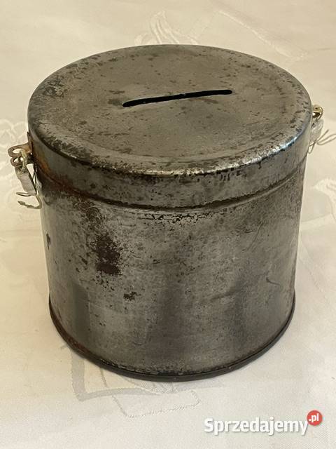 Stalowa żydowska skarbonka puszka cadyka Kraków