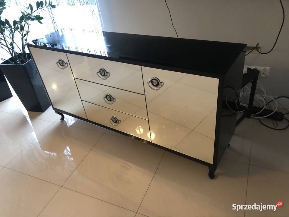 Komoda czarna lustrzana lustro kołatka glamour Kępno sprzedam