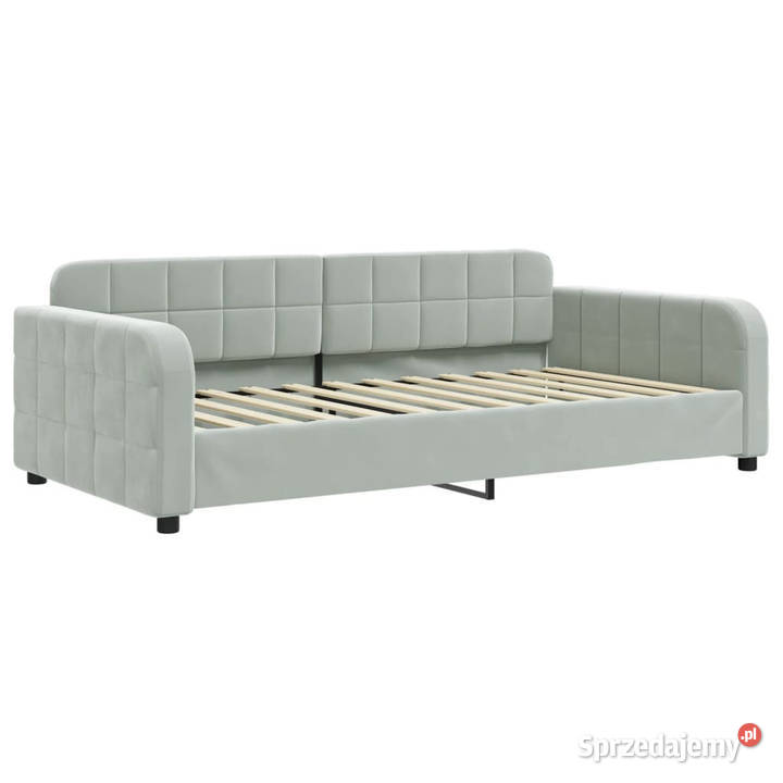 Sofa rozsuwana z materacami jasnoszara aksamit Warszawa