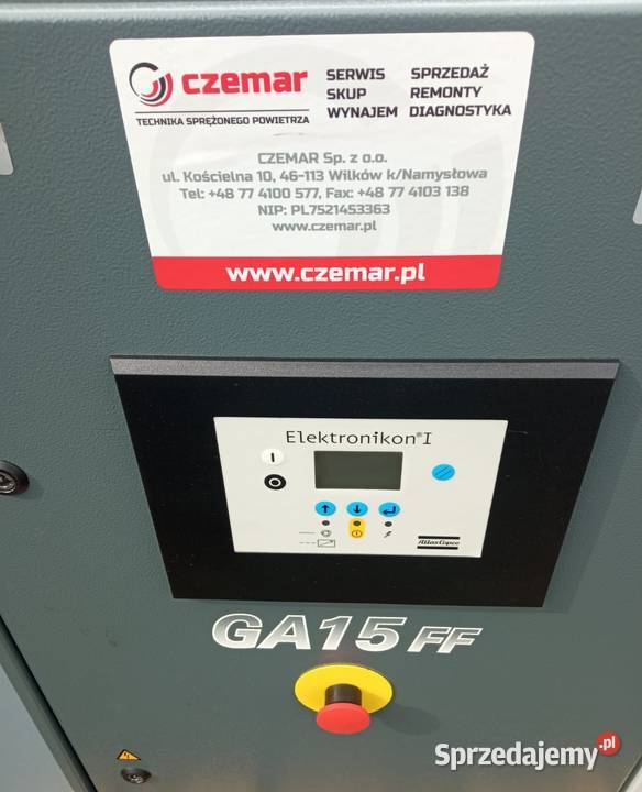Sprężarka śrubowa kompresor ATLAS COPCO GA15 FF