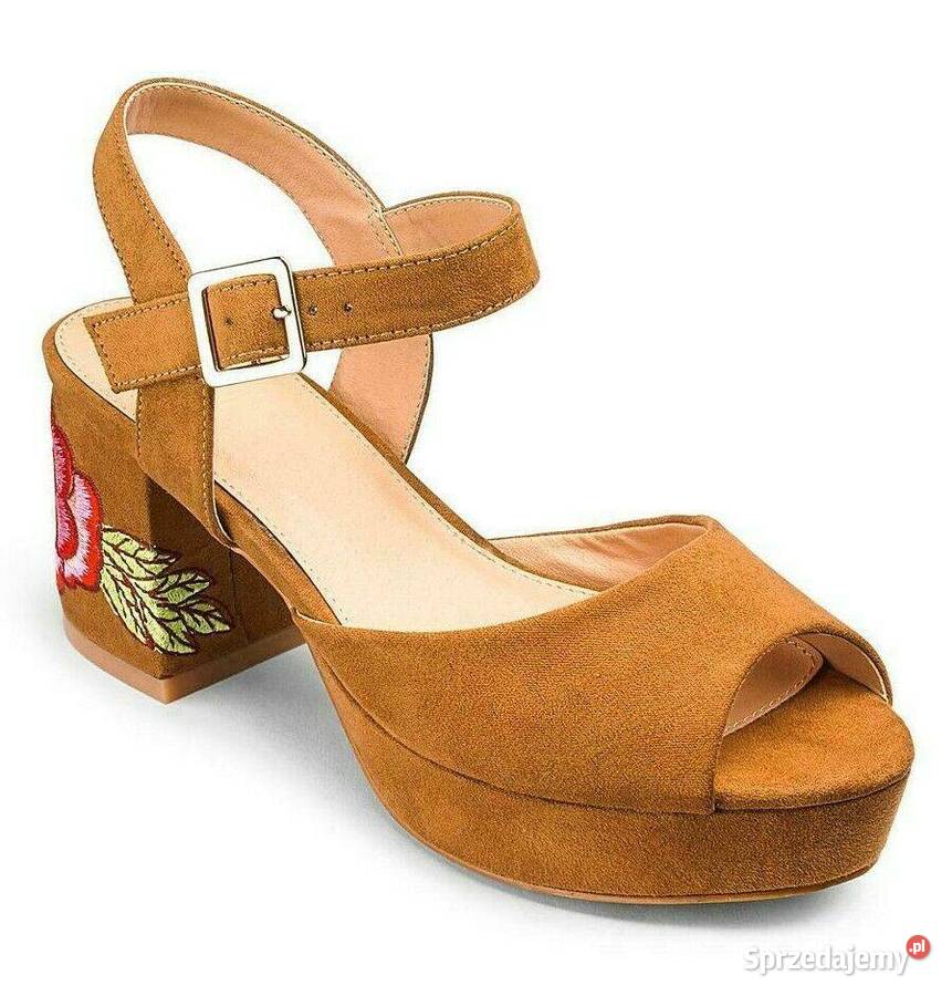 38 Brązowe SANDAŁY na klocku 7 Sole Diva 24 Gaszowice