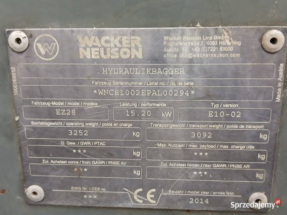 Wacker Neuson EZ28 Mini koparka 3 łyżki 2014 VDS Złoczew