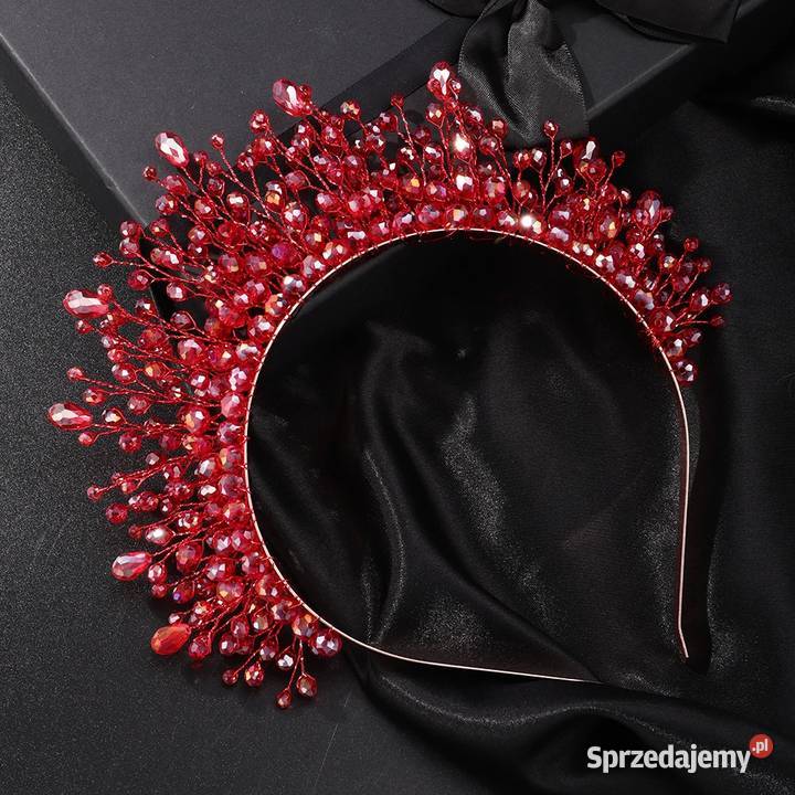 Opaska do włosów korona tiara cyrkonie koraliki zachodniopomorskie
