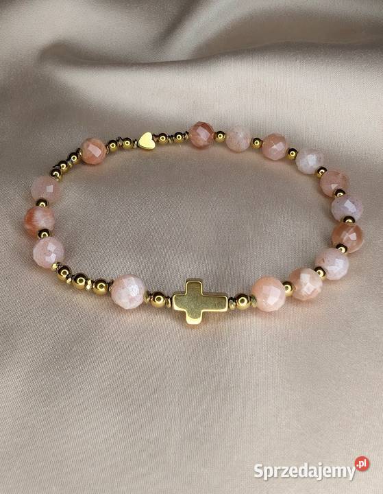 Bransoletka różaniec kamień słoneczny krzyżyk Kraków