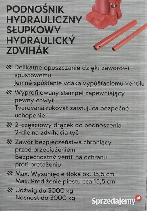 Podnośnik hydrauliczny słupkowy 3 tony Nowy Podnośniki słupkowe Wieliczka