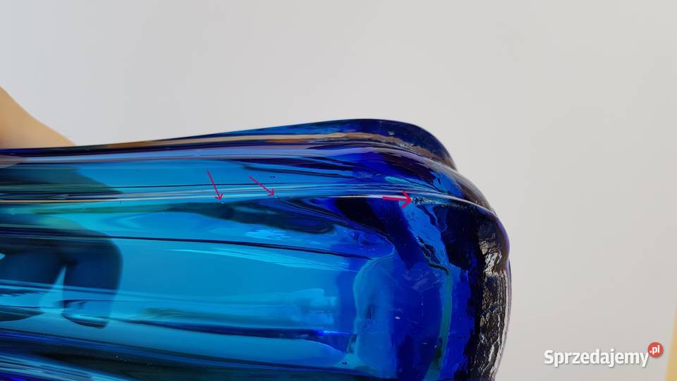 Szklany wazon kolorowe szkło vintage PRL śląskie Dąbrowa Górnicza