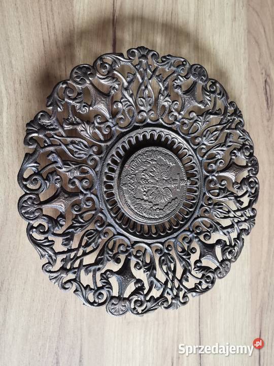 Stary żeliwny ażurowy talerz medal XXX LAT W śląskie Katowice