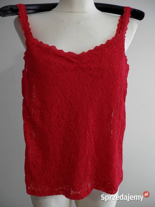 Koszulka Bieliźniana Czerwona Koronkowa Top by Halki i koszulki