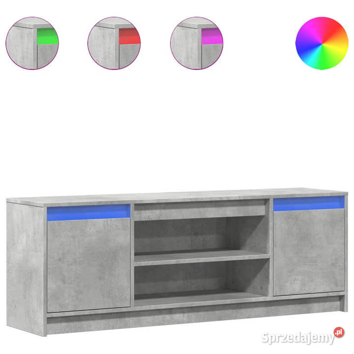 Szafka pod TV z LED szarość betonu 1395x34x50 Meble mazowieckie Warszawa