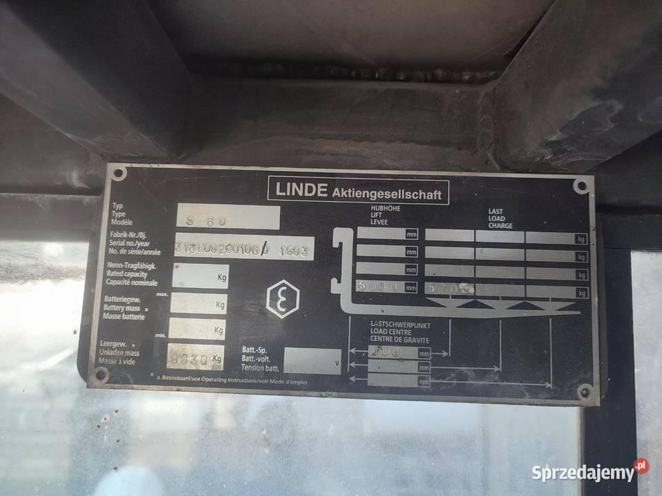 Wózek widłowy boczny Linde S60 sprzedam