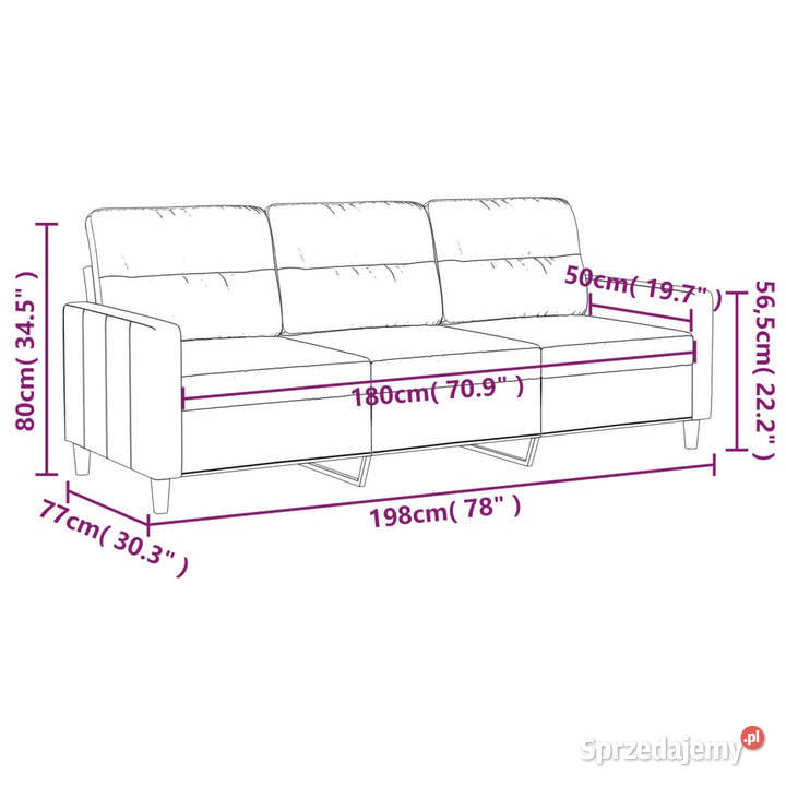 Sofa 3osobowa kolor taupe 180 tapicerowana Warszawa