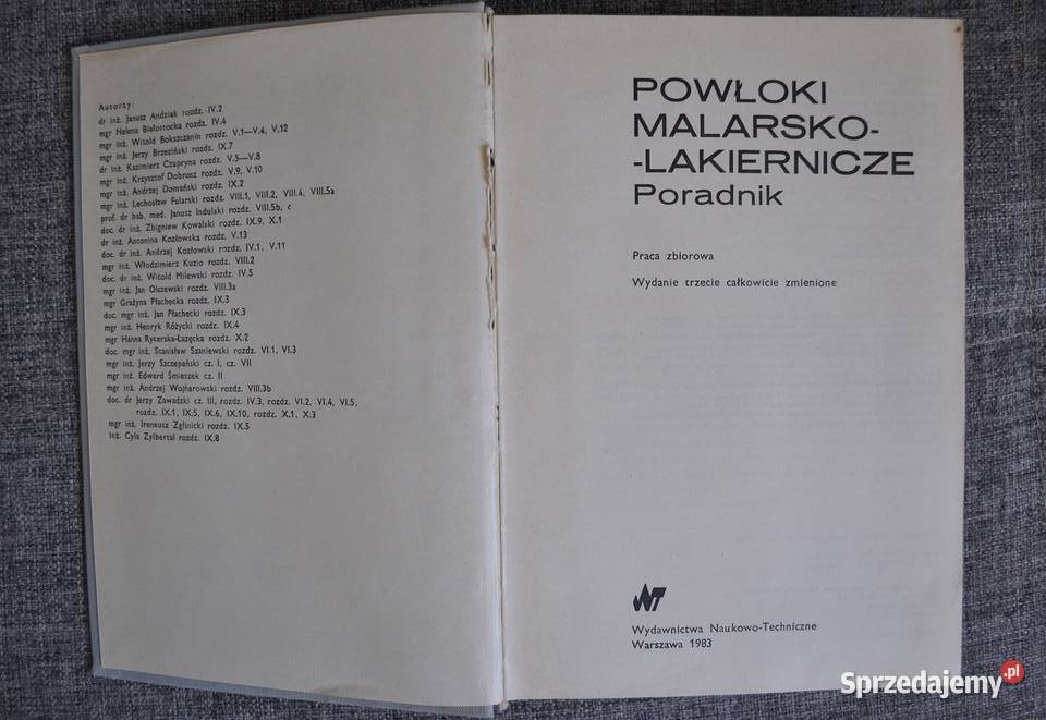Powłoki malarskolakiernicze poradnik technika, nauki techniczne mazowieckie Warszawa