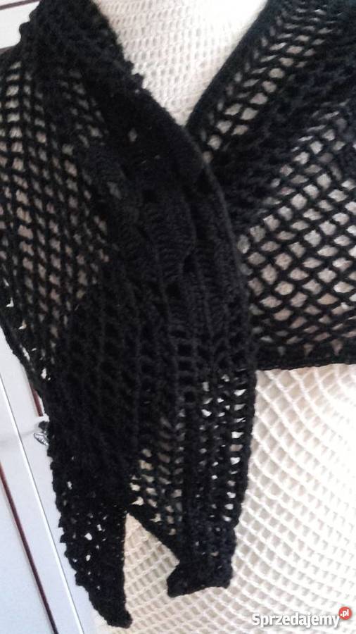 CZARNA RÓŻANA CHUSTA Z BAWEŁNY RĘKODZIEŁO Piła sprzedam