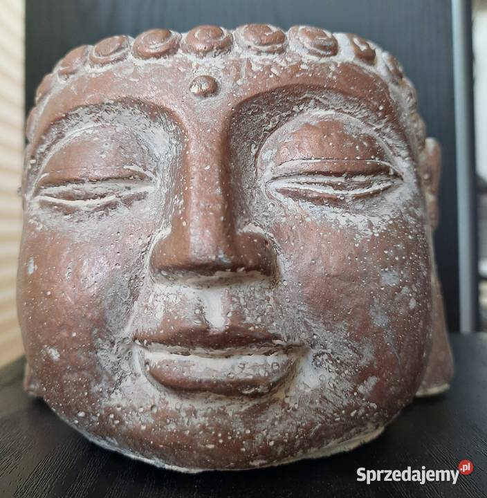 Budda głowa doniczka miedziana osłonka Buddha odcienie brązowego Kraków