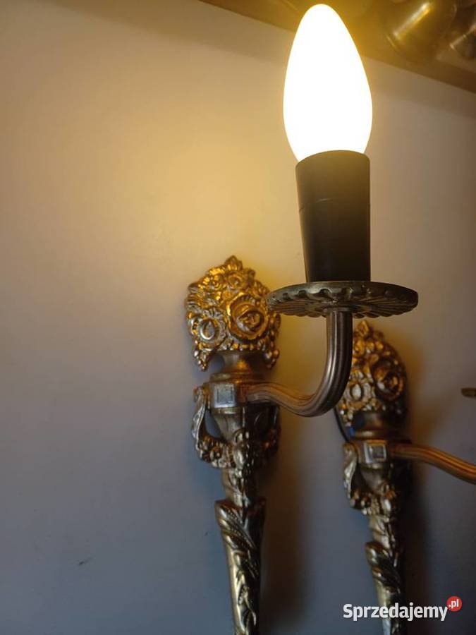 Piękne masywne mosiężne kinkiety Poznań sprzedam