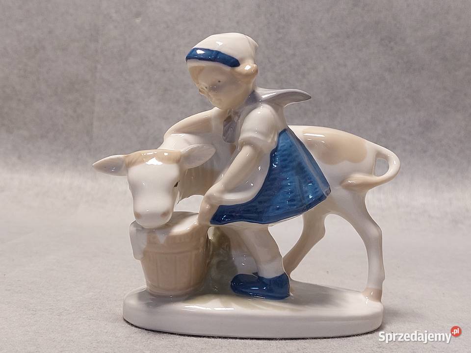 Lippelsdorf Figurka Dziewczynka z krową Turyngia Gdańsk