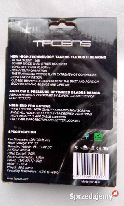 TACENS AURA II biały wentylator 120mm Pozostałe podlaskie Wysokie Mazowieckie
