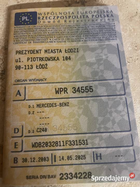 MercedesBenz W203 C240 4matic elektrochrom. lusterko wst. Łódź sprzedam