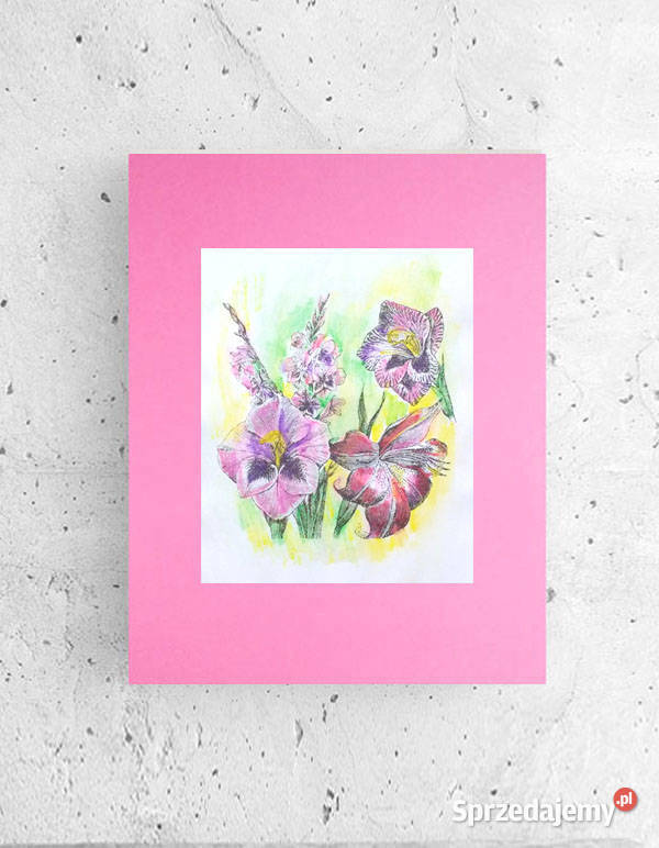 różowa grafika do domu kwiaty plakat 30x40 Opole