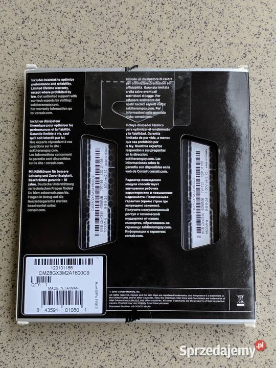 Corsair Vengeance DDR3 12GB 3x4GB 1600MHz CL9 opolskie Opole