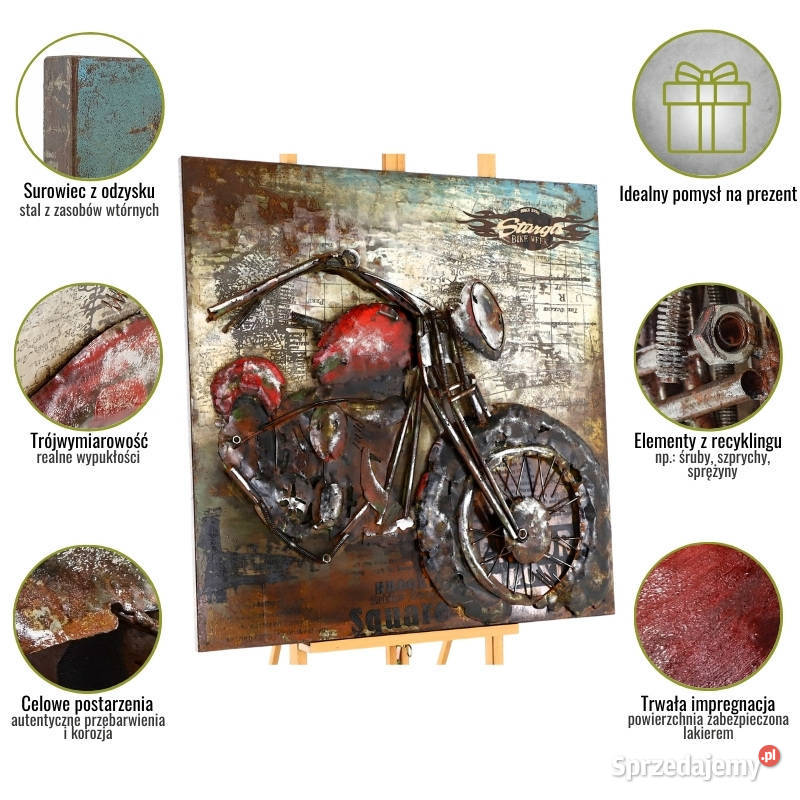 Obraz metalowy 3D LOFT MOTOR WSK 100x100 wielokolorowy Chmielnik