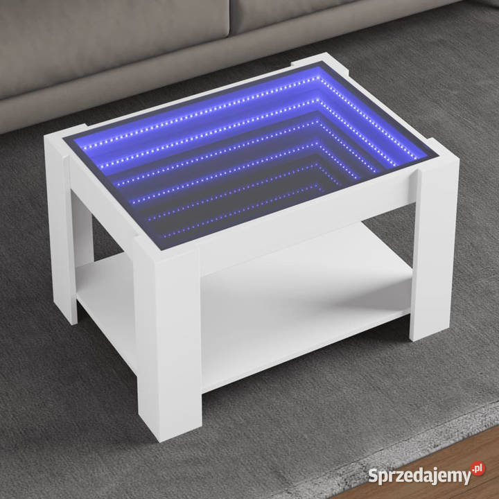 Stolik kawowy z LED biały 73x53x45 materiał Stoły Warszawa