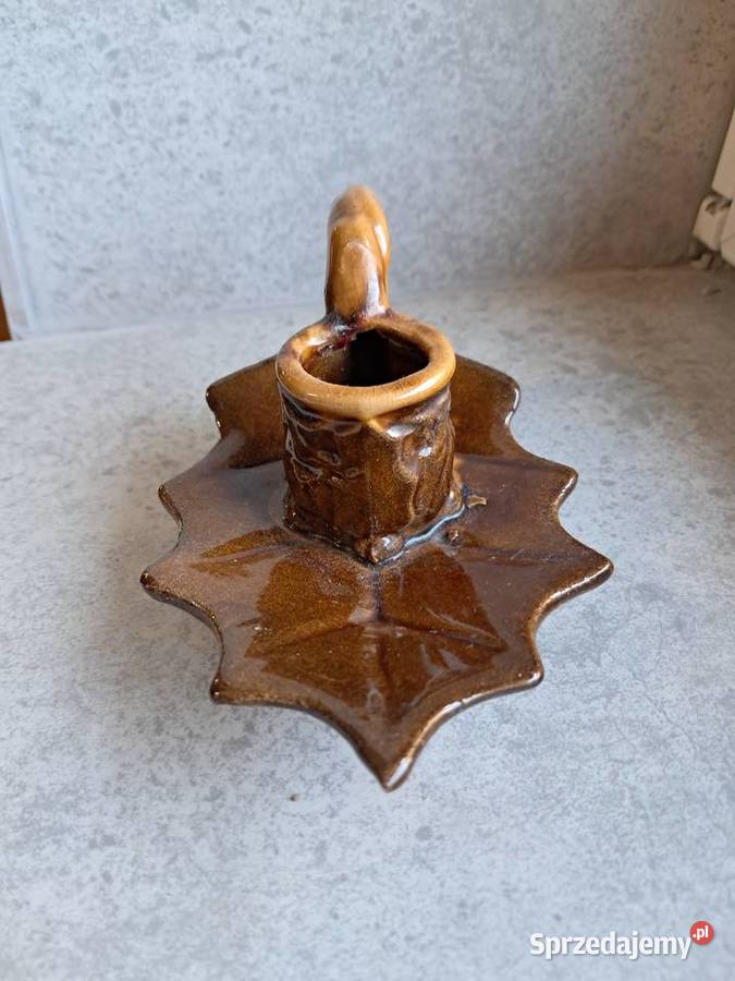 świecznik z prlu w kształcie liścia stan dł 14 Sandomierz sprzedam