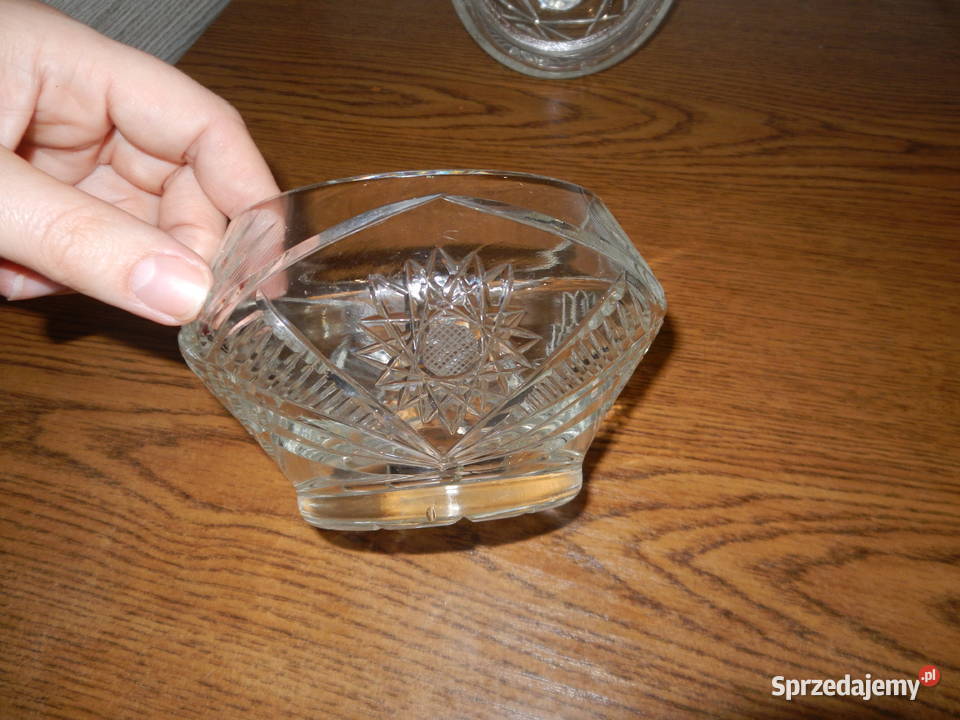 Cukiernica kryształowa zdobiona retro vintage Leżajsk