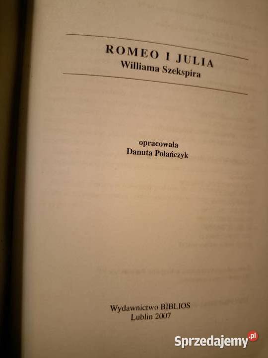 Romero i Julia analizy literatury księgarnia mazowieckie Warszawa sprzedam