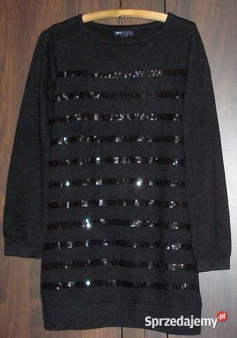 Sweter tunika w kolorze czarnym z bawełny r 3840 Wieleń