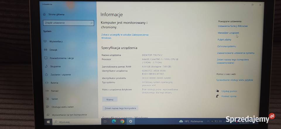 HP EliteBook 840 G4 i57200U 8 GB RAM 256 GB SSD Intel Core i5 Zielonka