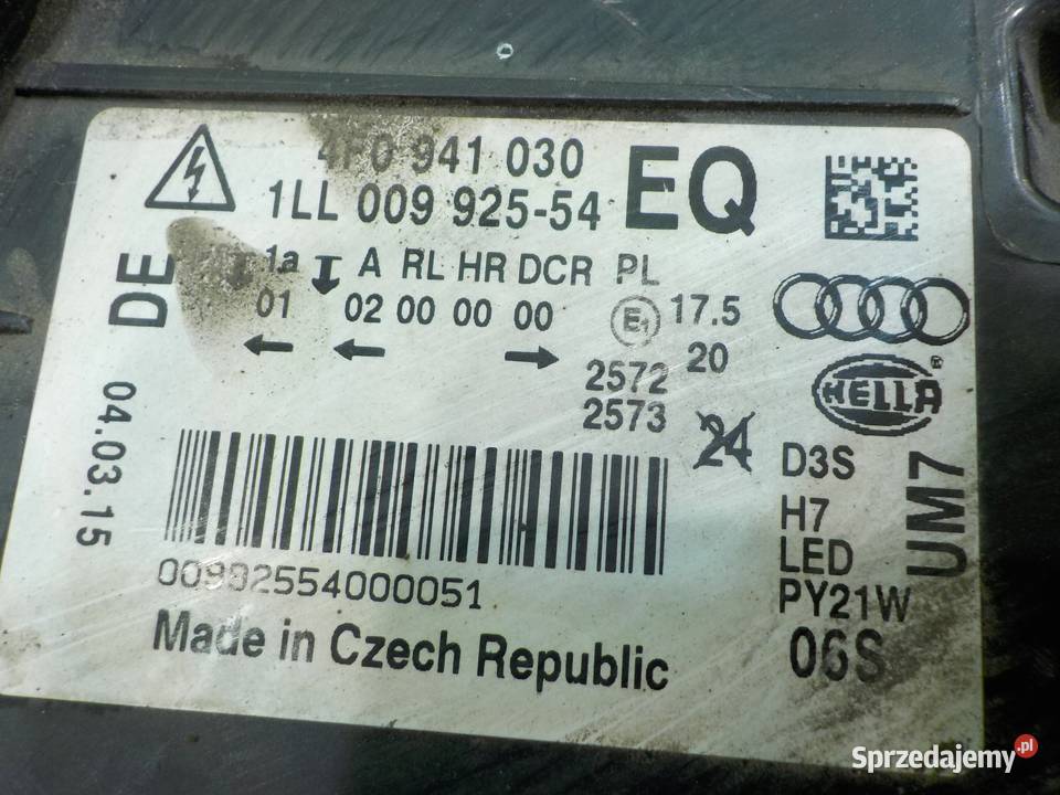 AUDI A6 C6 LIFT 20 TDI AUT 10r SEDAN 4D lampa osobowe Lampy przednie Suków