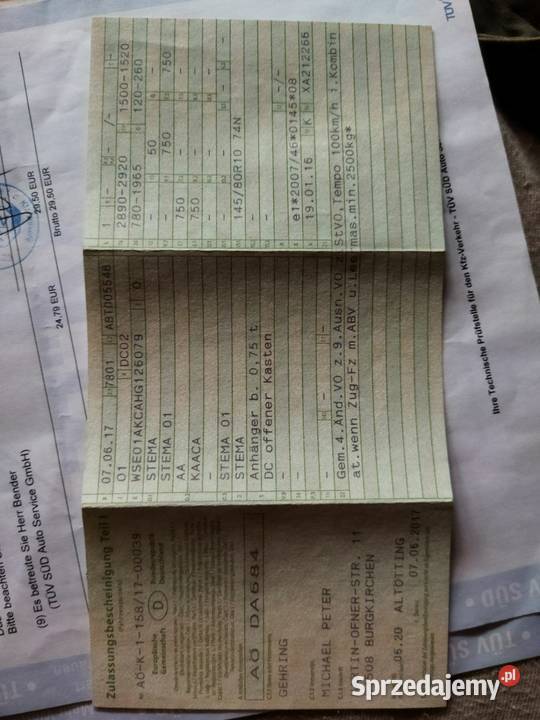 Niemiecka przyczepka samochodowa 750 STEMA 500kg Piotrków Trybunalski