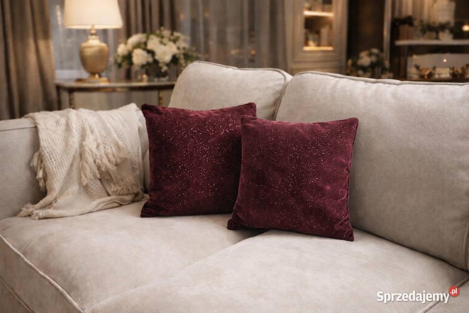2x Poszewki welurowe 40x40 glamour z brokatem kujawsko-pomorskie Brodnica