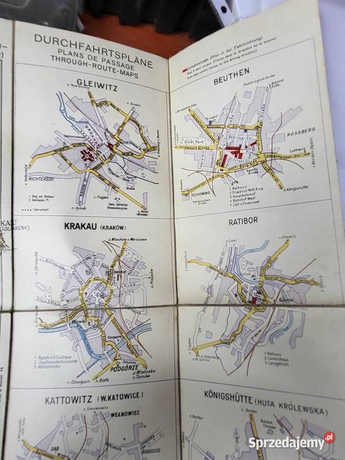 MAPA PAPIEROWA ANTYK VINTAGE 1918 MAPA NA Rybnik