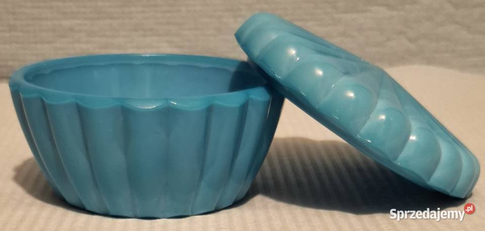 Szklane Puzdro Szkatułka Bohemia II Niebieskie Porcelana i szkło Gliwice sprzedam