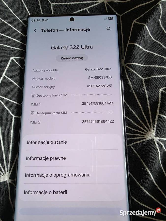 Samsung s22 Ultra nowy Biały Dunajec