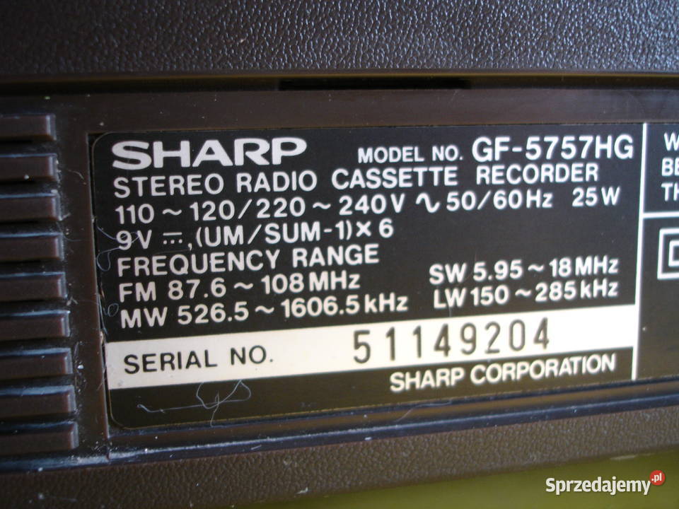 Radiomagnetofon SHARP GF5757HG Zielona Góra