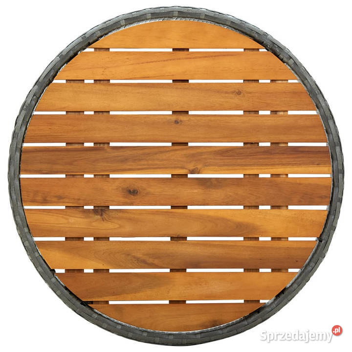 Stolik herbaciany szary 60 rattan PE i drewno Warszawa