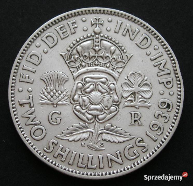 Wielka Brytania 2 shilling 1939 król Jerzy VI łódzkie Łódź