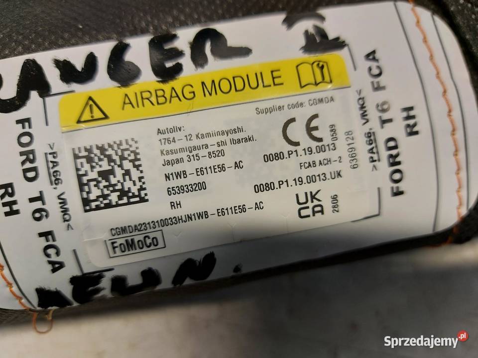 Ford Ranger VI 6 2024r PODUSZKA AIRBAG FOTELA osobowe