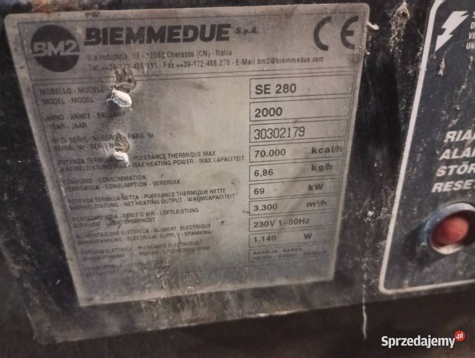 Nagrzewnica olejowa 69 kw Buk