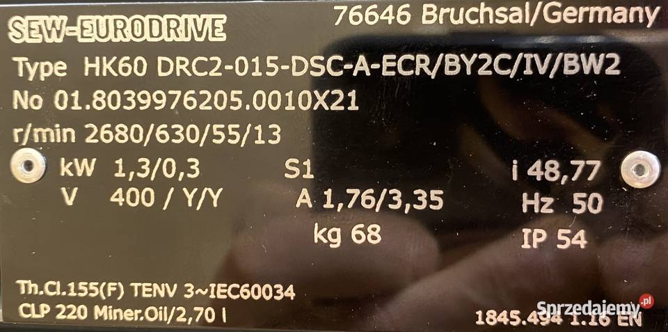 motoreduktor przekładnia 0313kW 1355obr SEW Pigża
