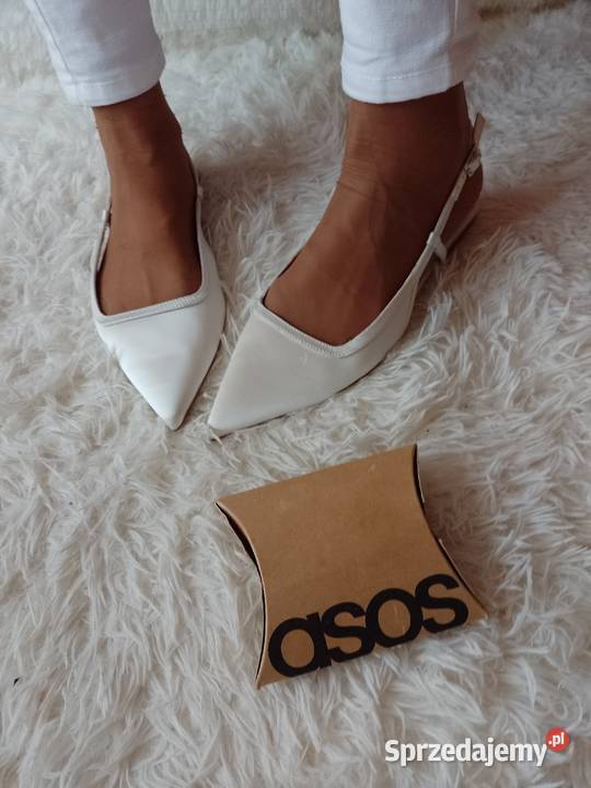 40 ASOS Design Białe baleriny z odkrytą piętą z sprzedam