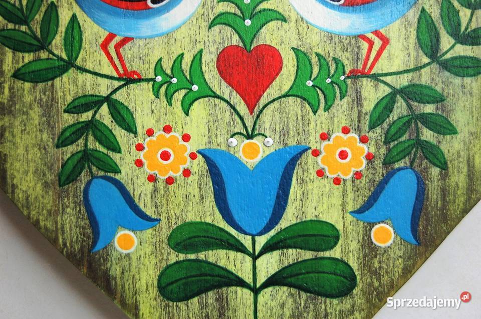 Zawieszka drewniana serce ptaki skandynawski Dekoracje i ozdoby Lublin