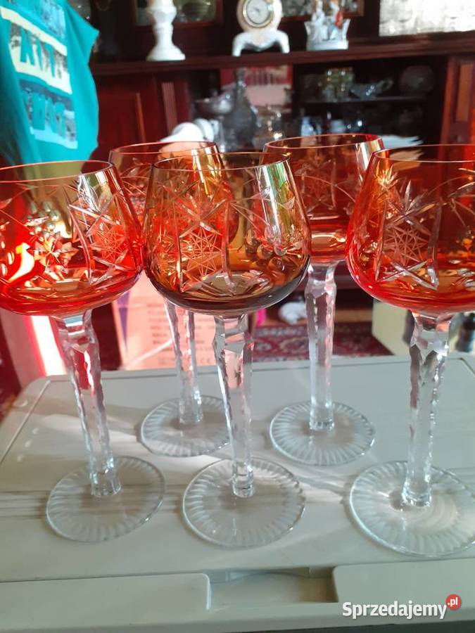 Krysztalowe kielichy kolor pomarancz Warszawa