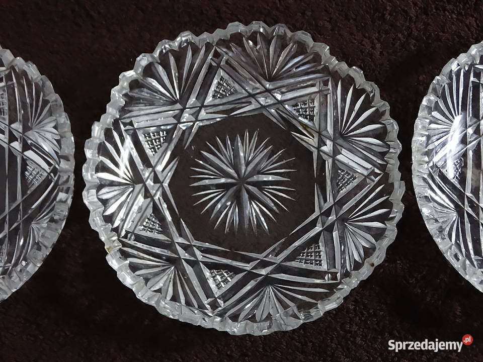 Komplet 3 szklanych talerzyków pater kryształów Dom i Ogród Biłgoraj sprzedam