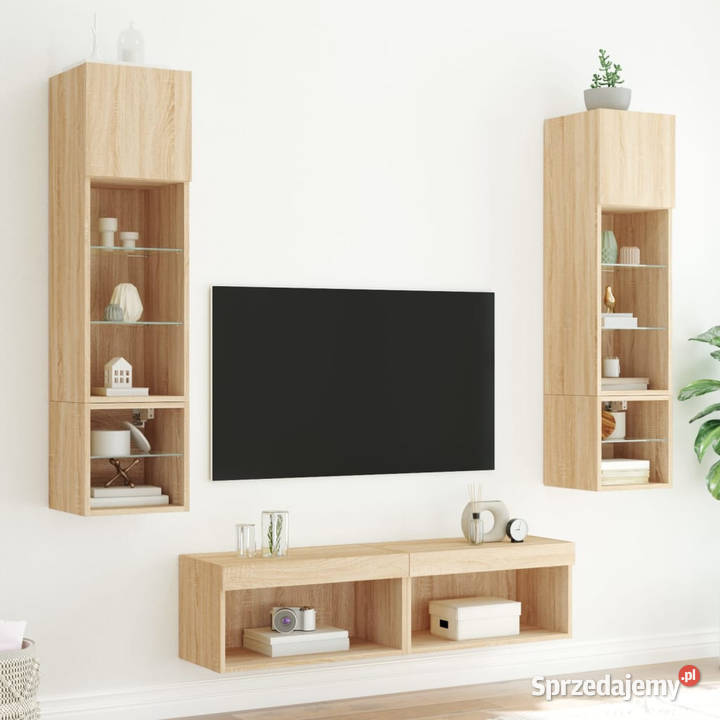 6częściowy zestaw mebli TV z LED dąb sonoma Warszawa
