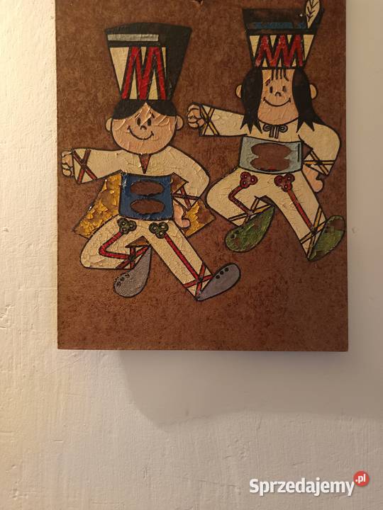 Stare dwa obrazy ręcznie malowane PRL Jasło