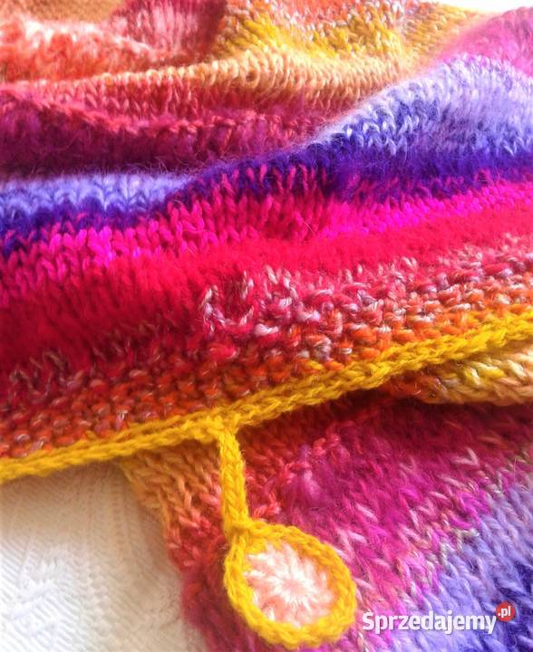 Duża chusta robiona na drutach Astry Katowice